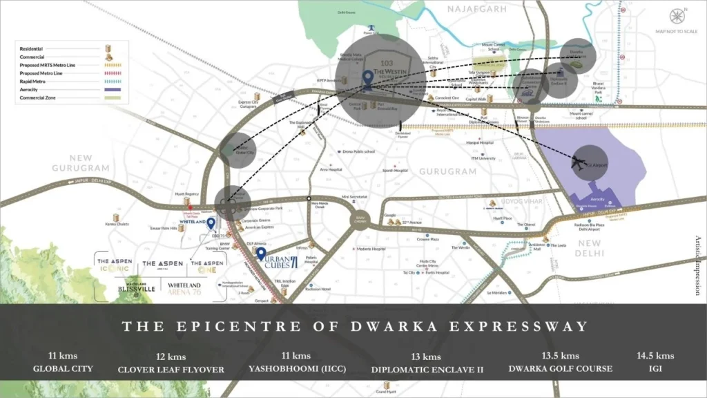 Whiteland Westin Residences Sector 103 Location Map