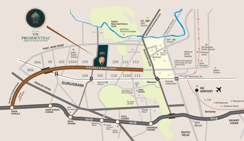 Elan the presidential Location map